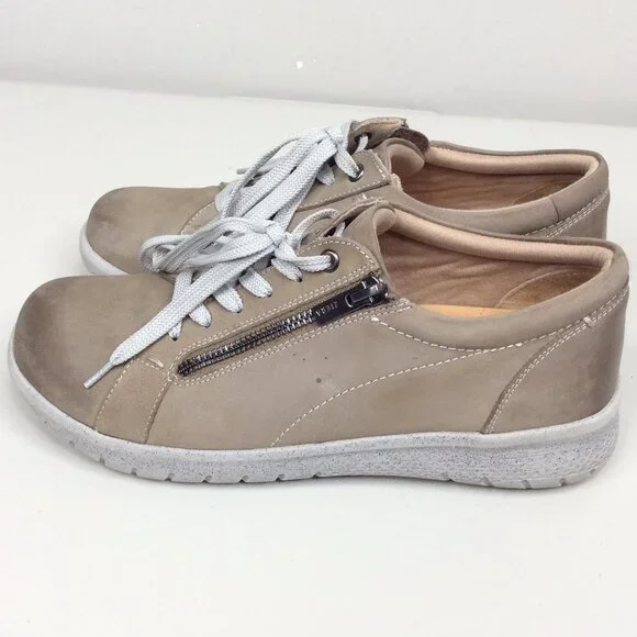 Ziera Solar Taupe Leather Comfort Sneaker Shoes Size 40 / 9.5 Zip Super Comfort - Picture 2 of 9